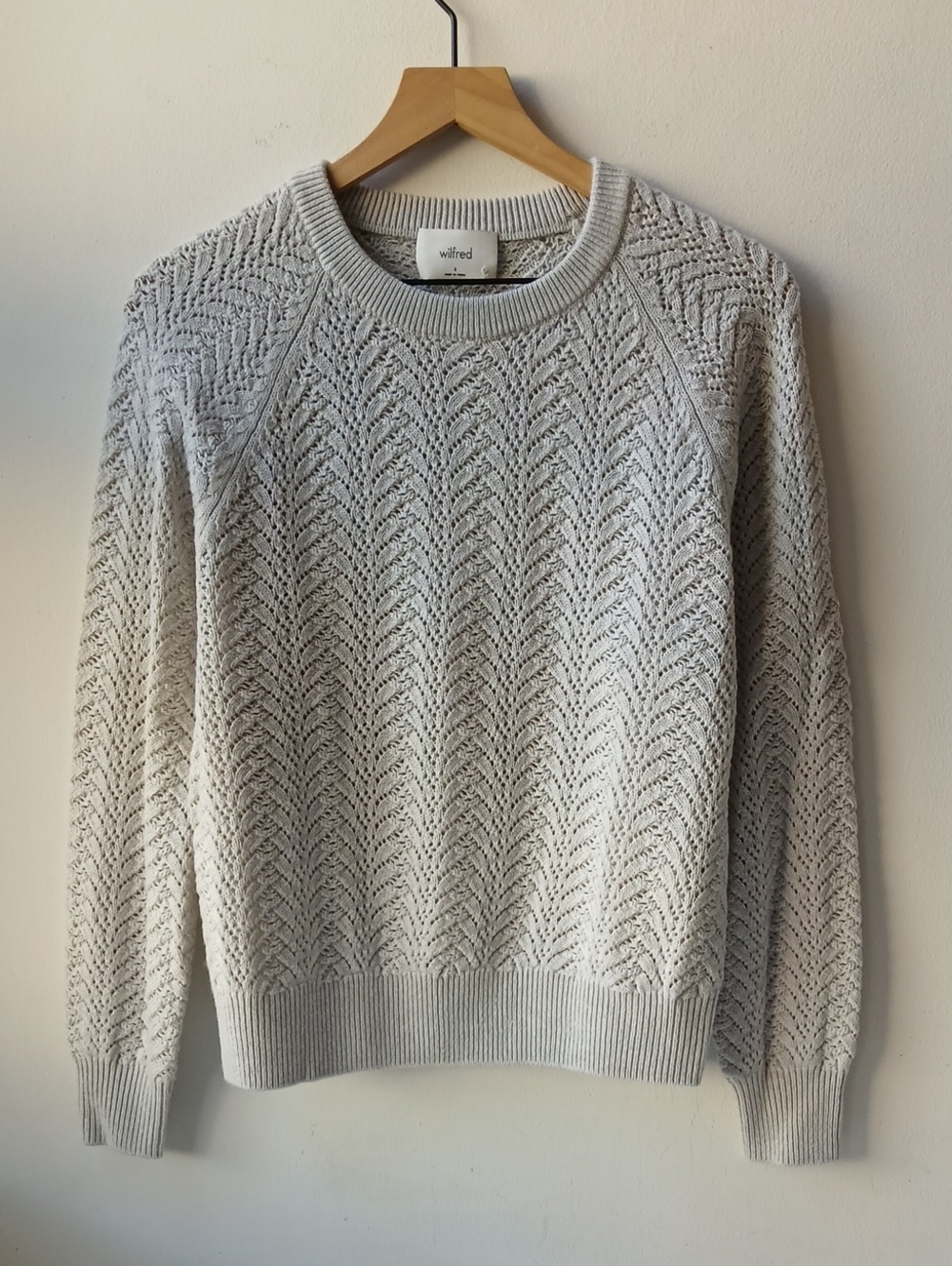 Aritzia Wilfred Pointelle Crewneck Sweater Ecru Women's Small